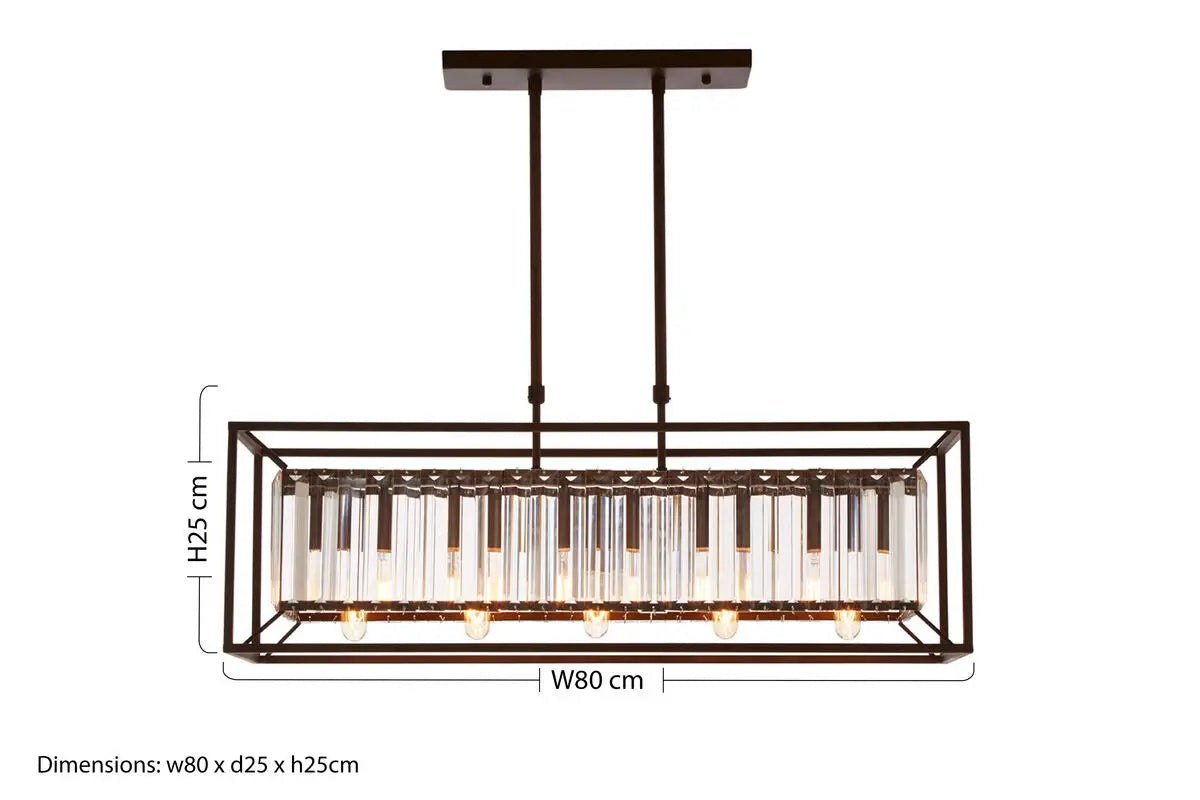 Akiko Dark Bronze Finish and Glass 5 Bulb Ceiling Light