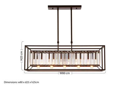 Akiko Dark Bronze Finish and Glass 5 Bulb Ceiling Light