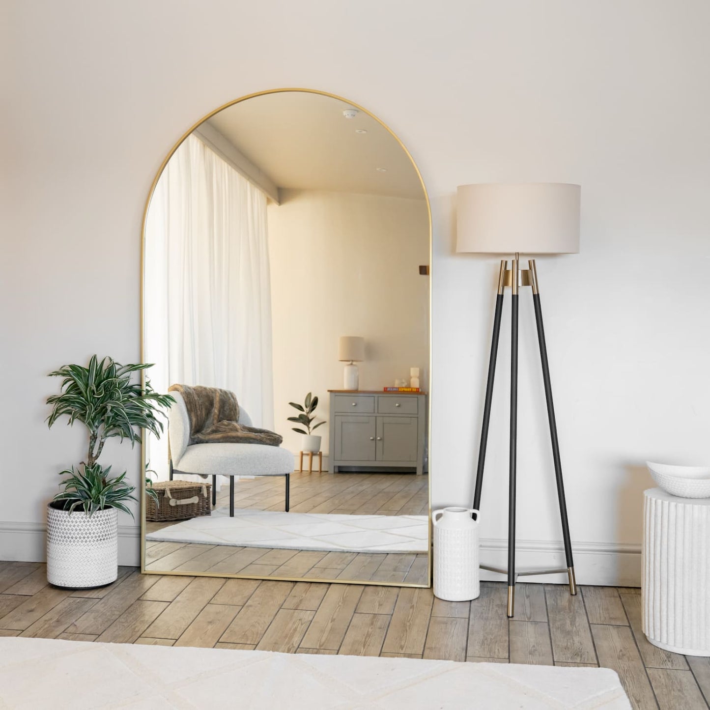 Akiko - Full Length Gold Metal Arched Mirror - 180cm x 105cm