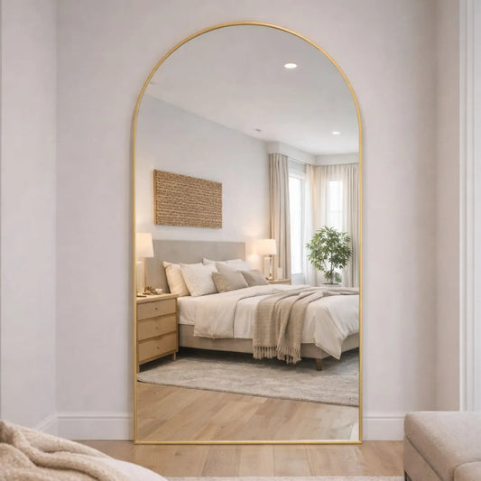 Akiko - Full Length Gold Metal Arched Mirror - 180cm x 90cm