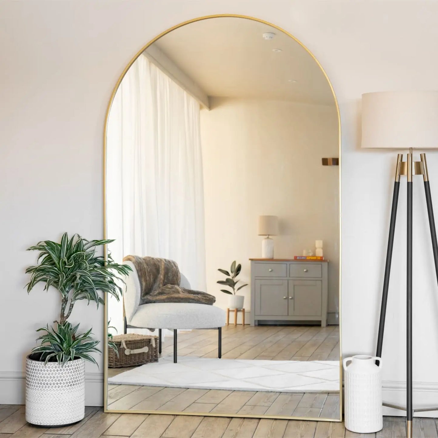 Akiko - Full Length Gold Metal Arched Mirror - 200cm x 120cm