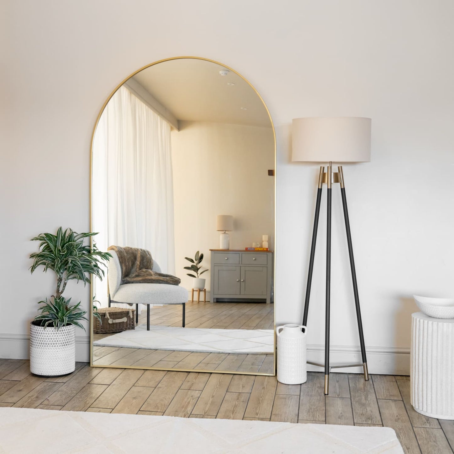 Akiko - Full Length Gold Metal Arched Mirror - 200cm x 120cm