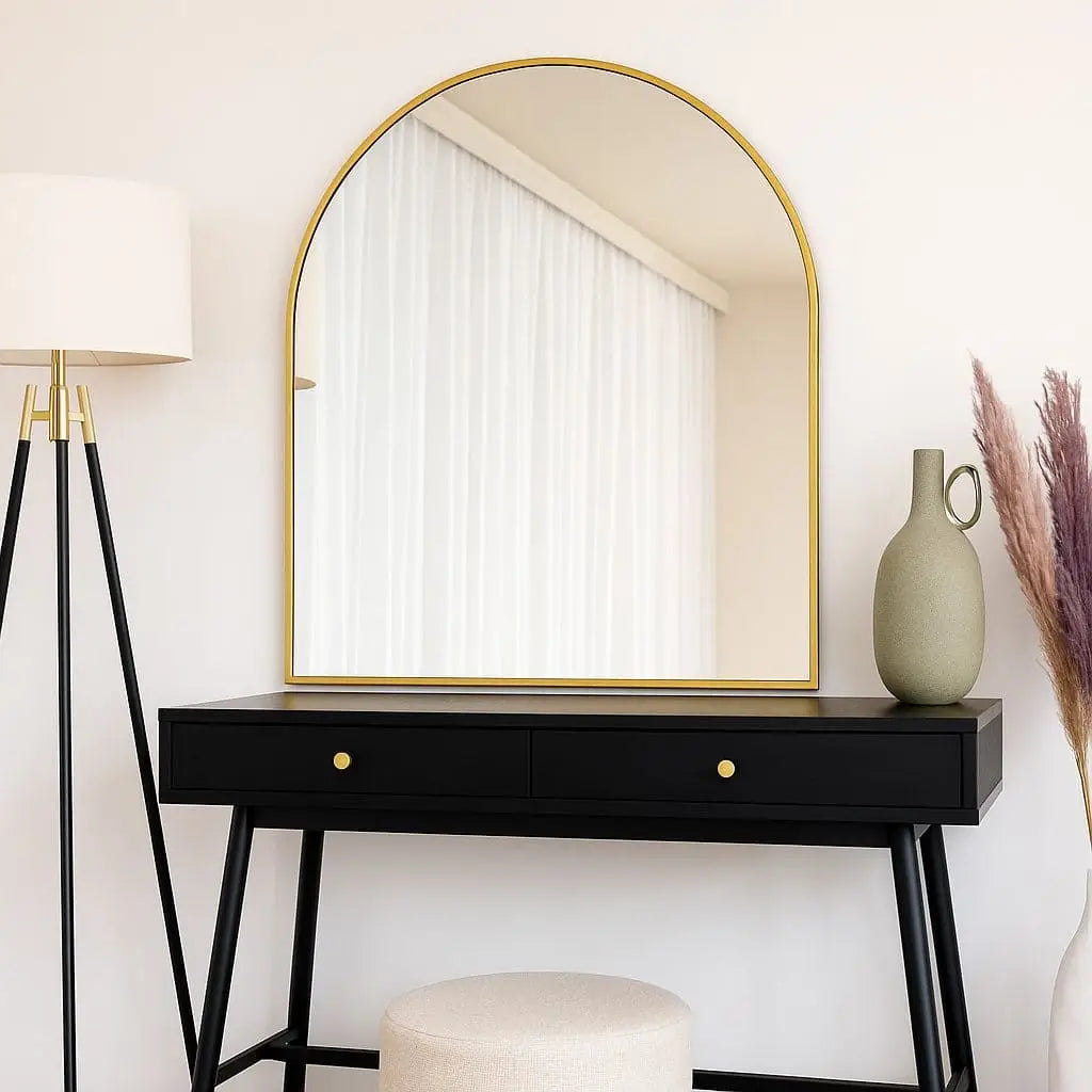 Akiko - Gold Metal Arched Mirror - 120cm x 95cm