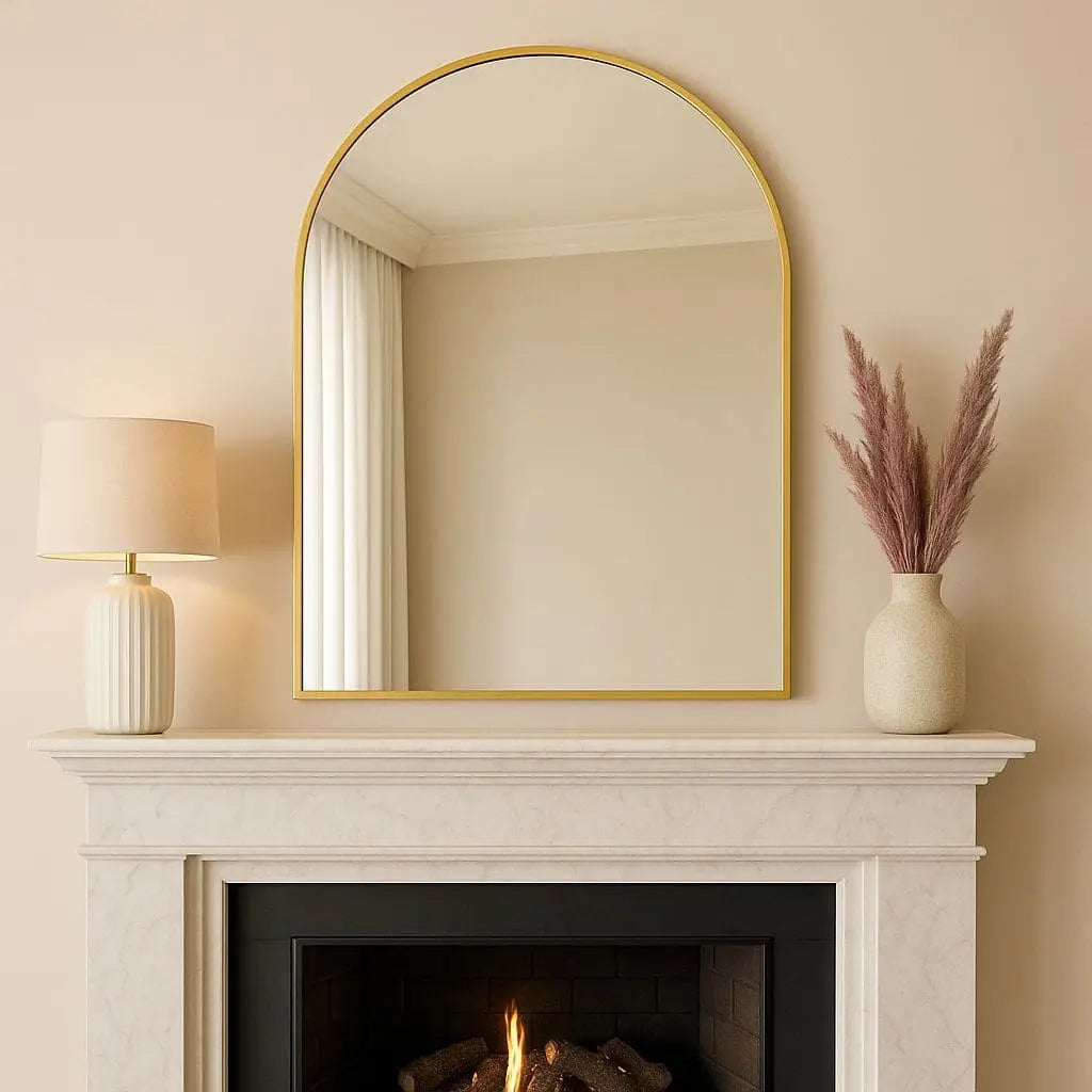 Akiko - Gold Metal Arched Mirror - 120cm x 95cm