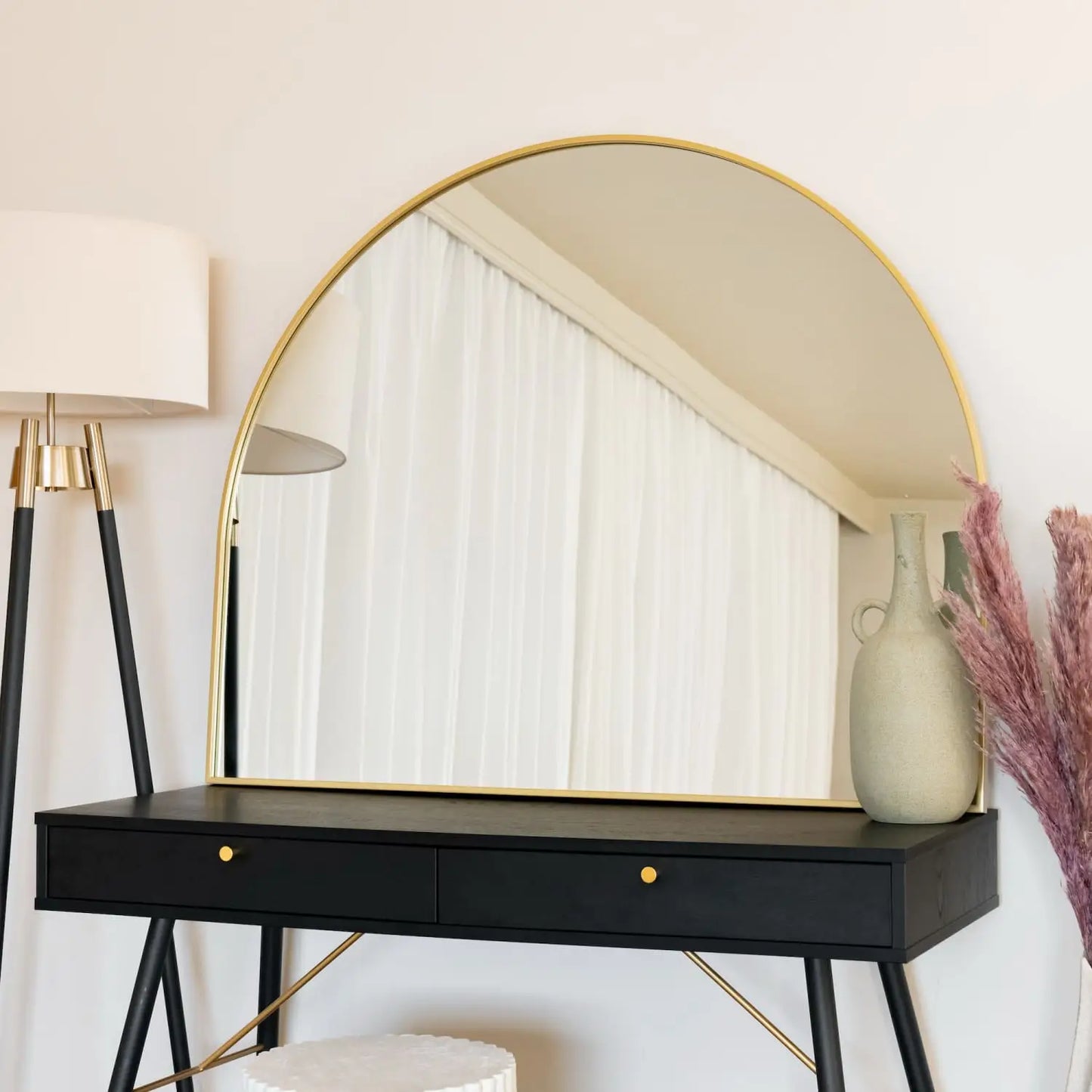 Akiko - Gold Metal Arched Mirror - 95cm x 120cm