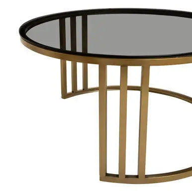Alana Gold Metal and Tinted Glass Set of 2 Round Nesting Coffee Tables