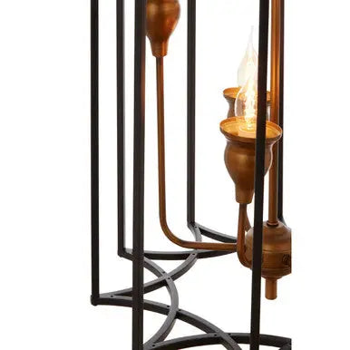 Allas Matte Black and Bronze Metal 6 Bulb Pendant Light
