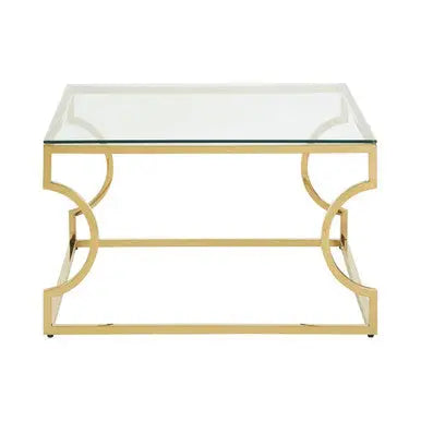 Allure Gold Stainless Steel Coffee Table with Curved Frame
