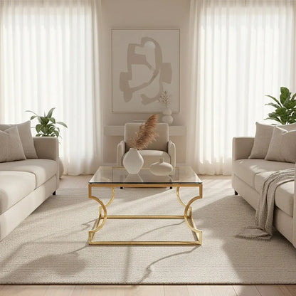 Allure Gold Stainless Steel Coffee Table with Curved Frame