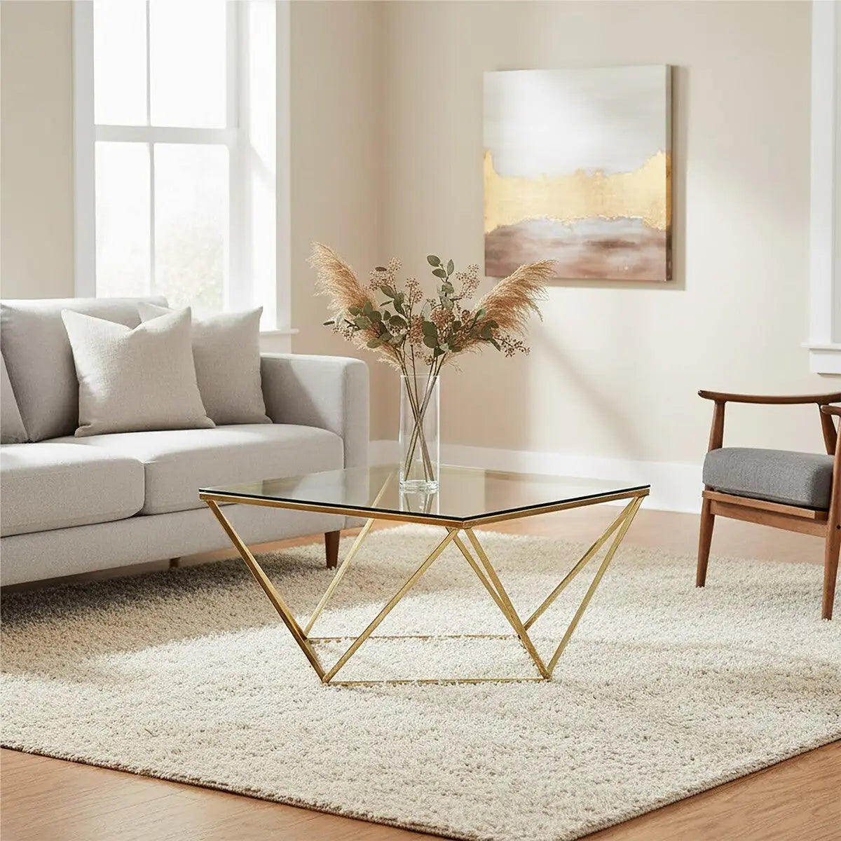 Allure Gold Stainless Steel Coffee Table with Twist Design