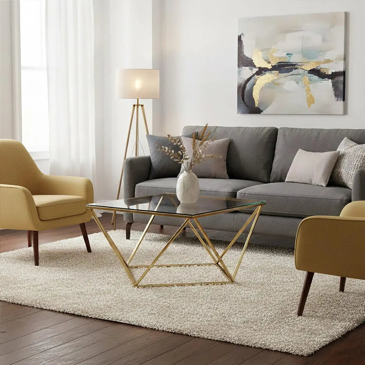 Allure Gold Stainless Steel Coffee Table with Twist Design