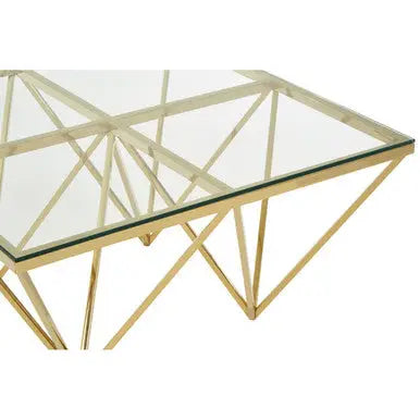 Allure Gold Stainless Steel Square Coffee Table with Four Pincer Legs