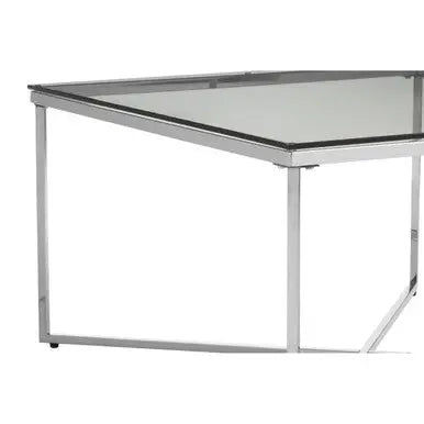 Allure Silver Finish Square Coffee Table with Glass Top