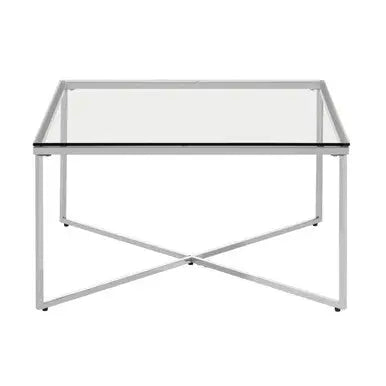 Allure Silver Finish Square Coffee Table with Glass Top