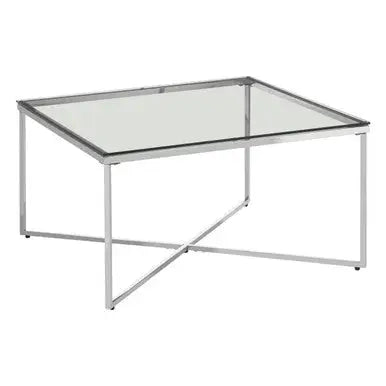 Allure Silver Finish Square Coffee Table with Glass Top