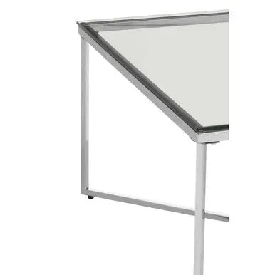Allure Silver Stainless Steel Square Coffee Table with Intersecting Base