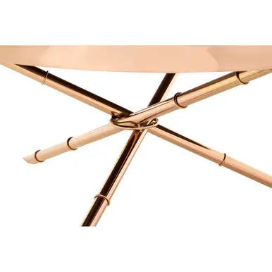 Alvaro Rose Gold Iron Coffee Table with Black Glass Top and Ring Detail