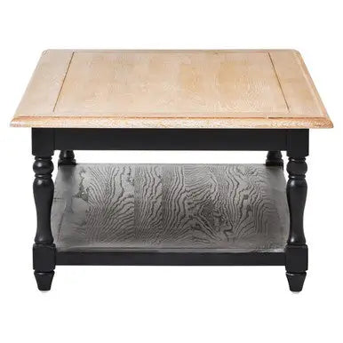 Antique Oak Top Coffee Table with Grey Birchwood Legs and Storage Undershelf, Kensington Townhouse