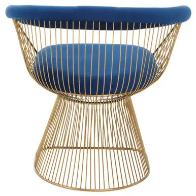 Anzio Navy Blue Velvet Chair with Brushed Gold Frame