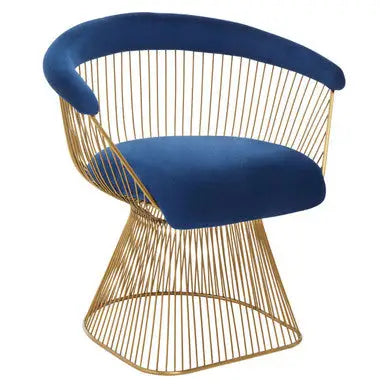 Anzio Navy Blue Velvet Chair with Brushed Gold Frame