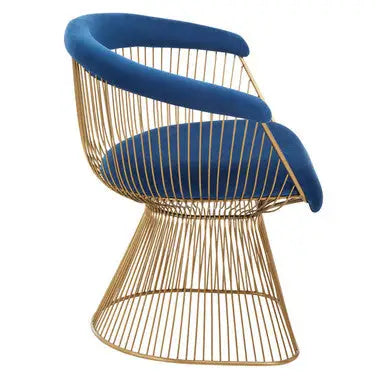 Anzio Navy Blue Velvet Chair with Brushed Gold Frame
