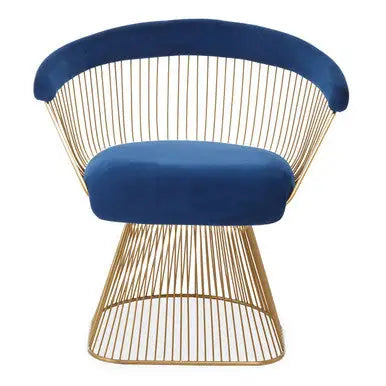 Anzio Navy Blue Velvet Chair with Brushed Gold Frame