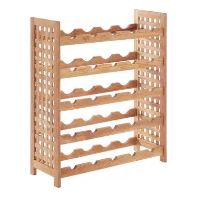 Arla Natural Walnut Wood 5 Tier Wine Rack