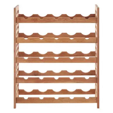 Arla Natural Walnut Wood 5 Tier Wine Rack