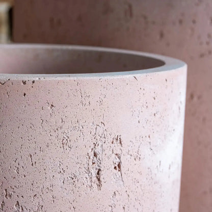 Aurella | Blushstone – 30cm Medium Concrete Cylinder Planter – 13L Round Plant Pot