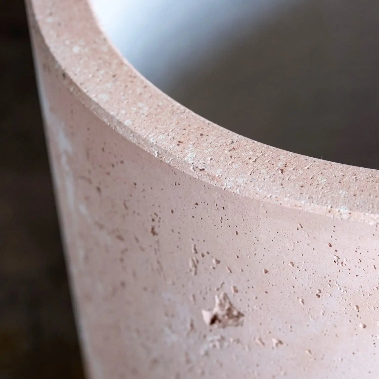 Aurella | Blushstone – 40cm Large Concrete Cylinder Planter – 34L Round Plant Pot