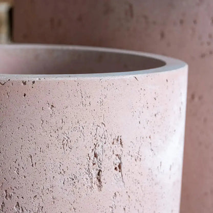 Aurella | Blushstone – 55cm Extra Large Concrete Cylinder Planter – 93L Round Plant Pot