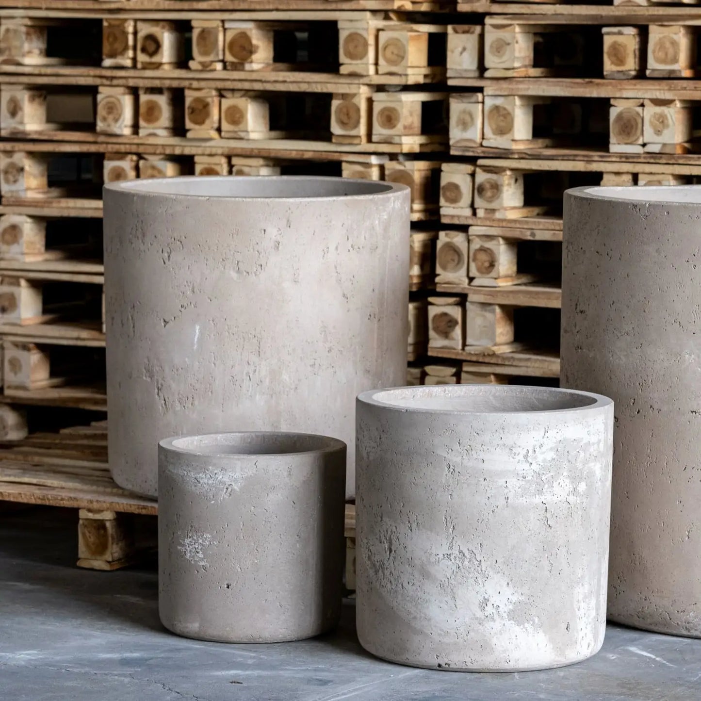 Aurella | Truffle – 55cm X Large Concrete Cylinder Planter – 93L Round Plant Pot