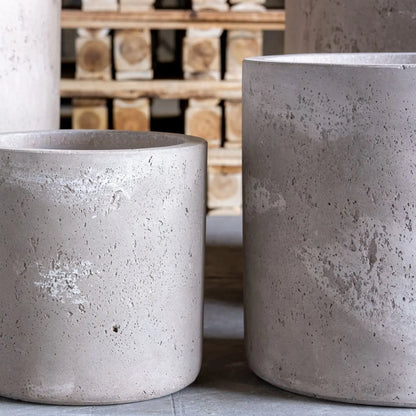 Aurella | Truffle – 55cm X Large Concrete Cylinder Planter – 93L Round Plant Pot