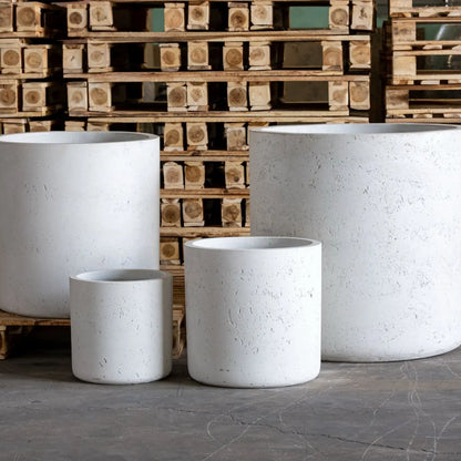 Aurella | White Mist – 100cm XXL Concrete Cylinder Planter – 621L Round Plant Pot