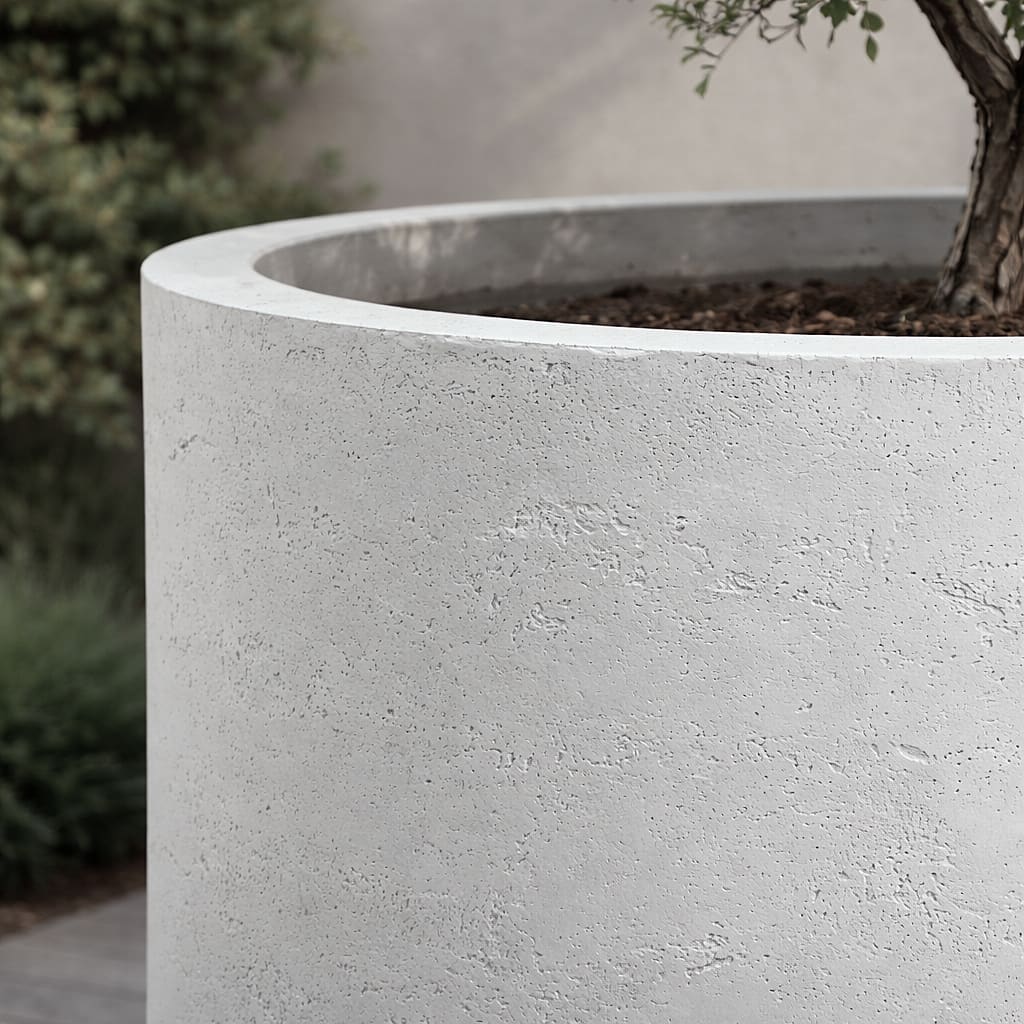 Aurella | White Mist – 100cm XXL Concrete Cylinder Planter – 621L Round Plant Pot - Pots & Plants