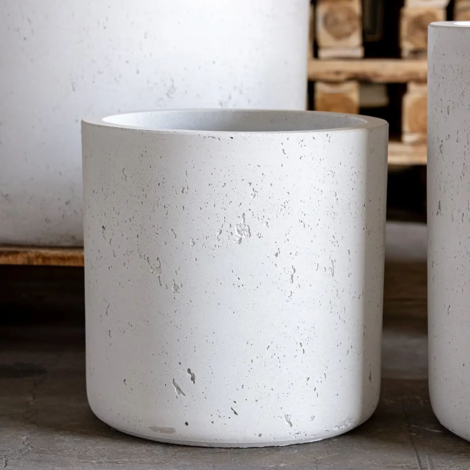 Aurella | White Mist – 70cm X Large Concrete Cylinder Planter – 199L Round Plant Pot - Pots & Plants