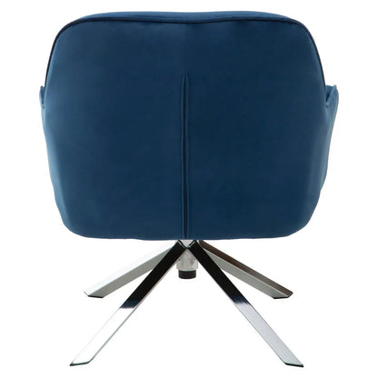 Avery Midnight Blue Velvet Swivel Chair with Chrome Finish Base