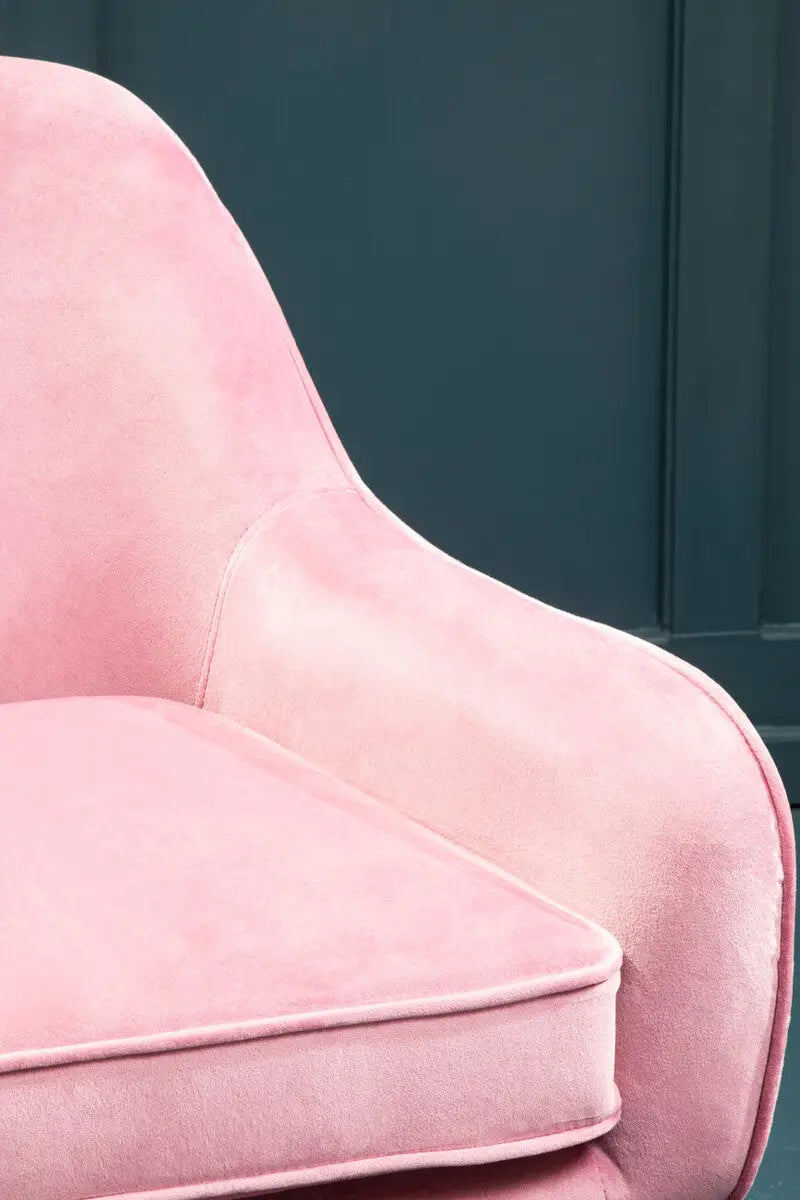 Avery Pink Velvet Swivel Chair with Brushed Gold Finish Base