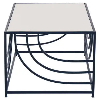 Balack and Silver Mirrored Glass Top Rectangualr Coffee Table, Logan