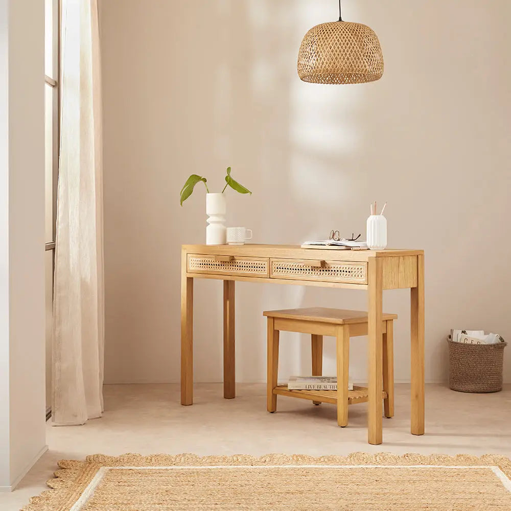 Bali Rattan Dressing Table with 2 Drawers