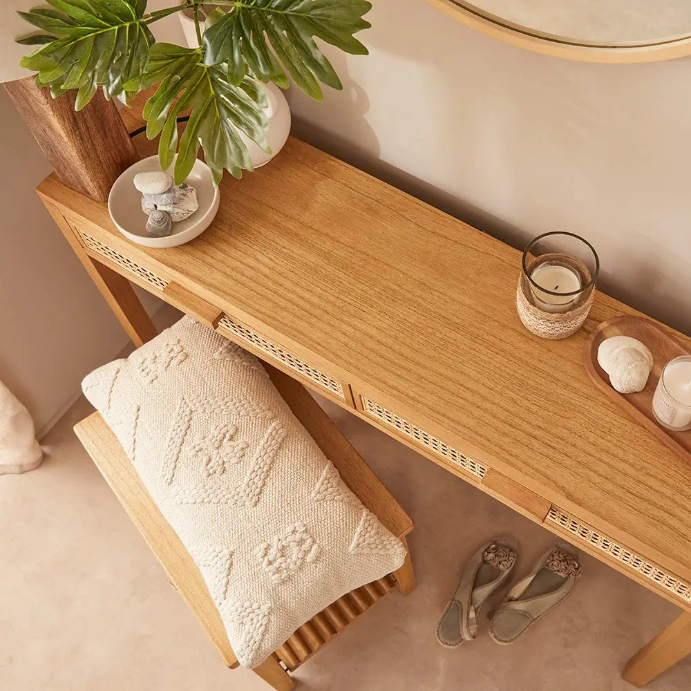 Bali Rattan Dressing Table with 2 Drawers