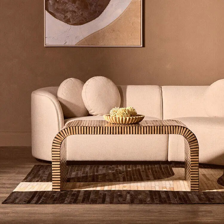 Bambusa Natural Bamboo Inlay Curved Coffee Table