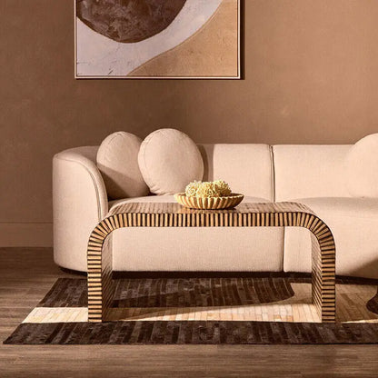 Bambusa Natural Bamboo Inlay Curved Coffee Table