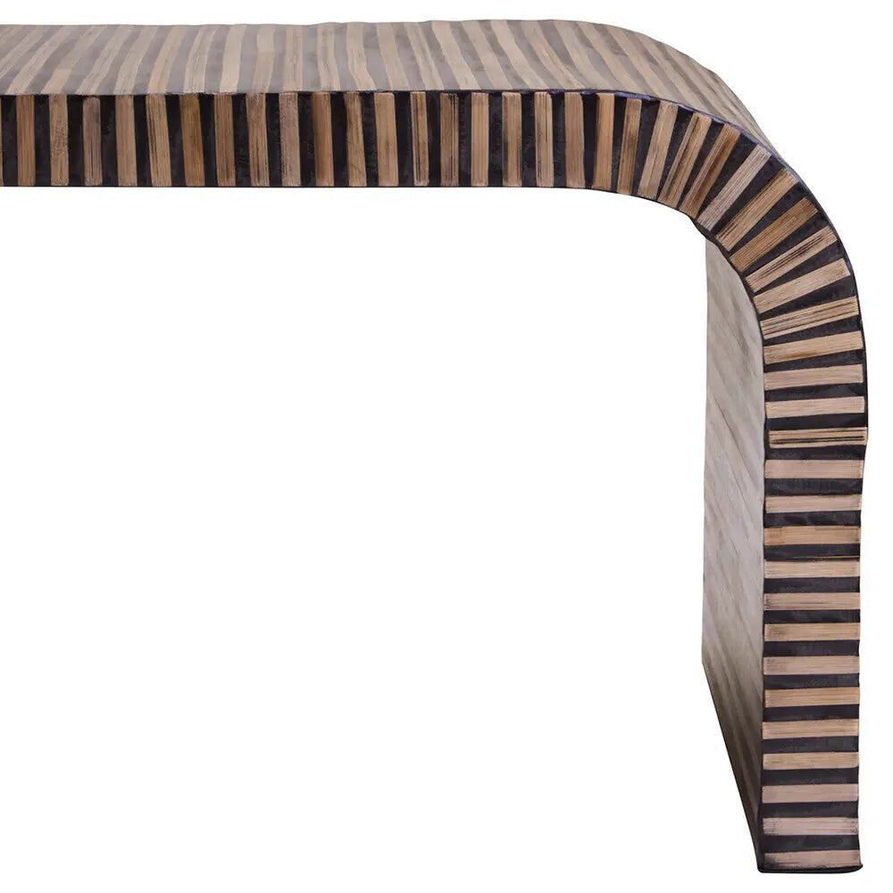 Bambusa Natural Bamboo Inlay Curved Coffee Table