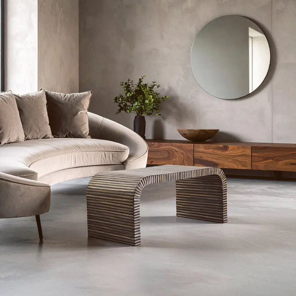 Bambusa Natural Bamboo Inlay Curved Coffee Table