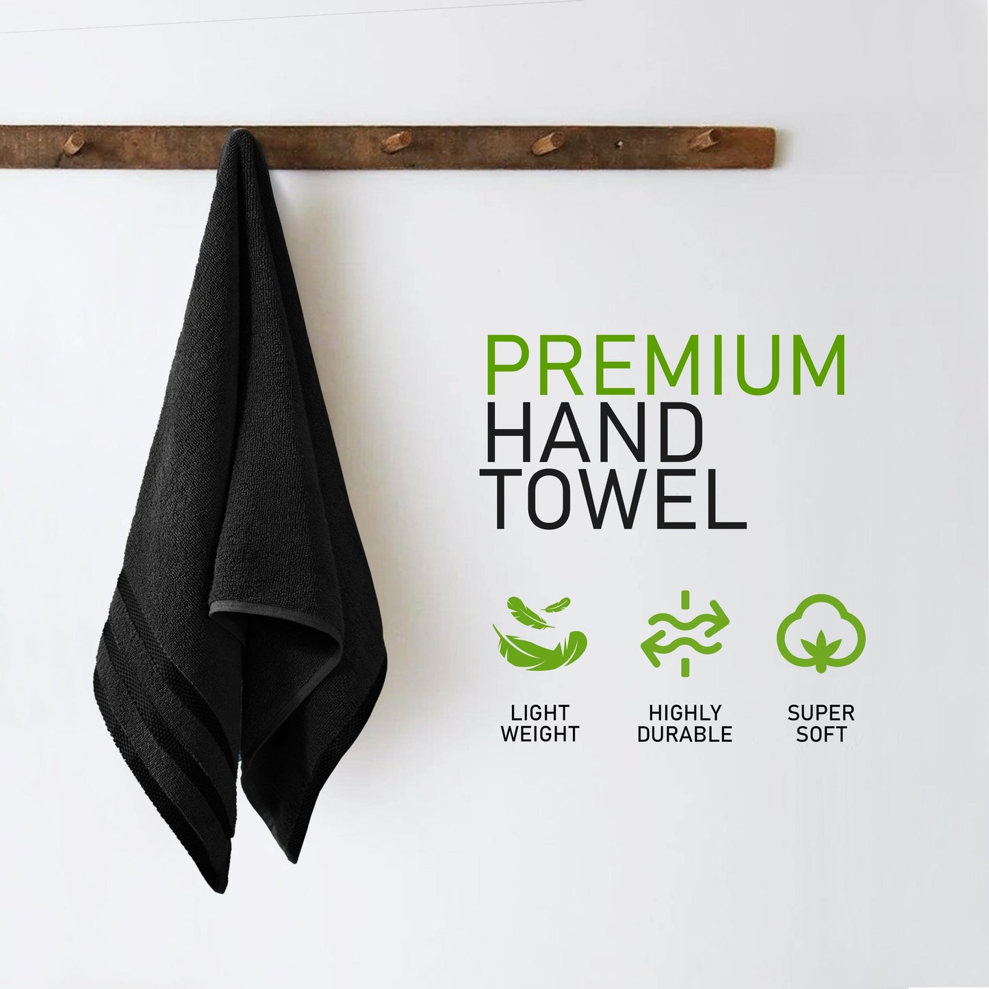 Belmont Viscose Stripe Black Towels 100% Cotton Hotel Quality Super Absorbent 10 Piece Bale Set 4 Hand Towel & 12 Face