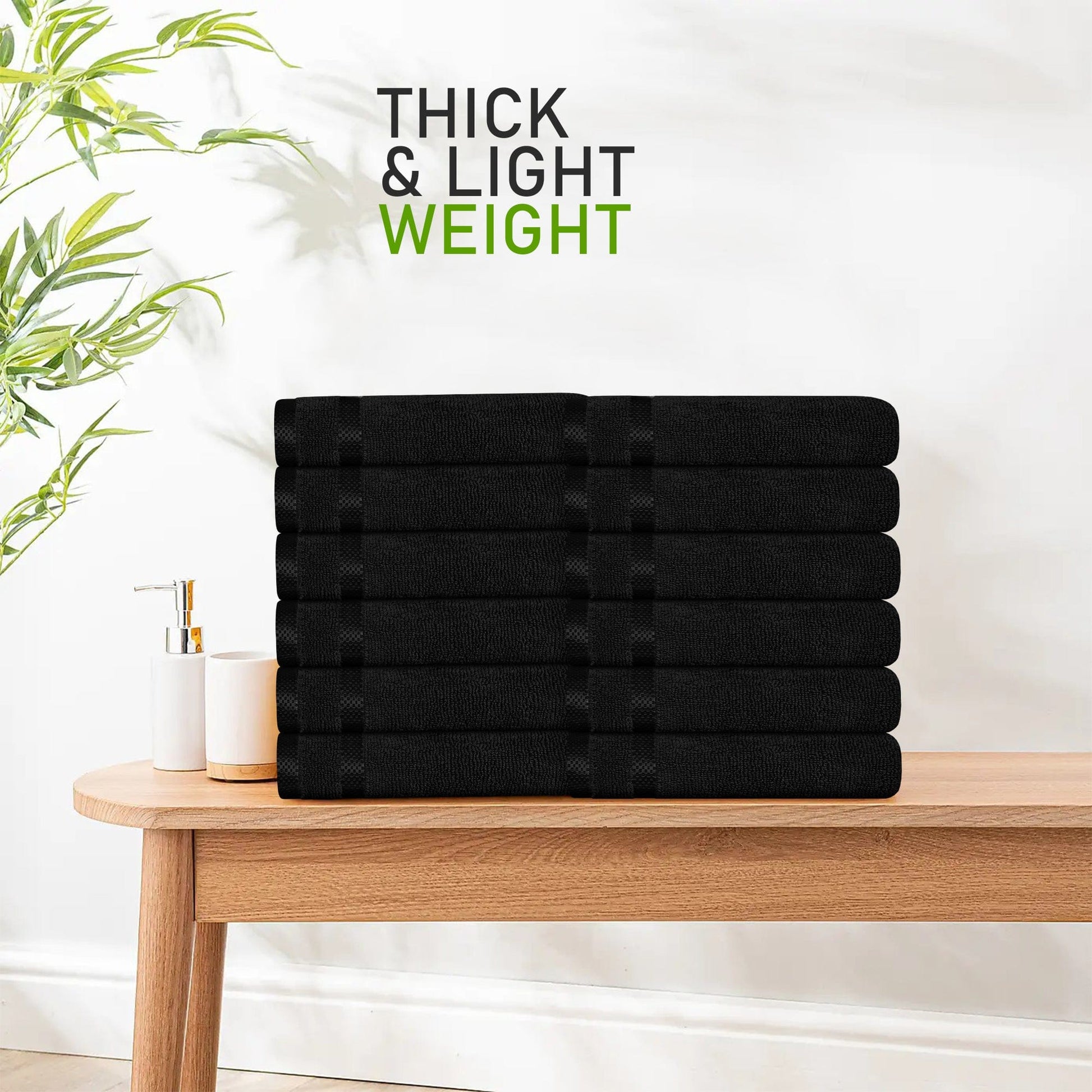 Belmont Viscose Stripe Black Towels 100% Cotton Hotel Quality Super Absorbent 10 Piece Bale Set 4 Hand Towel & 12 Face