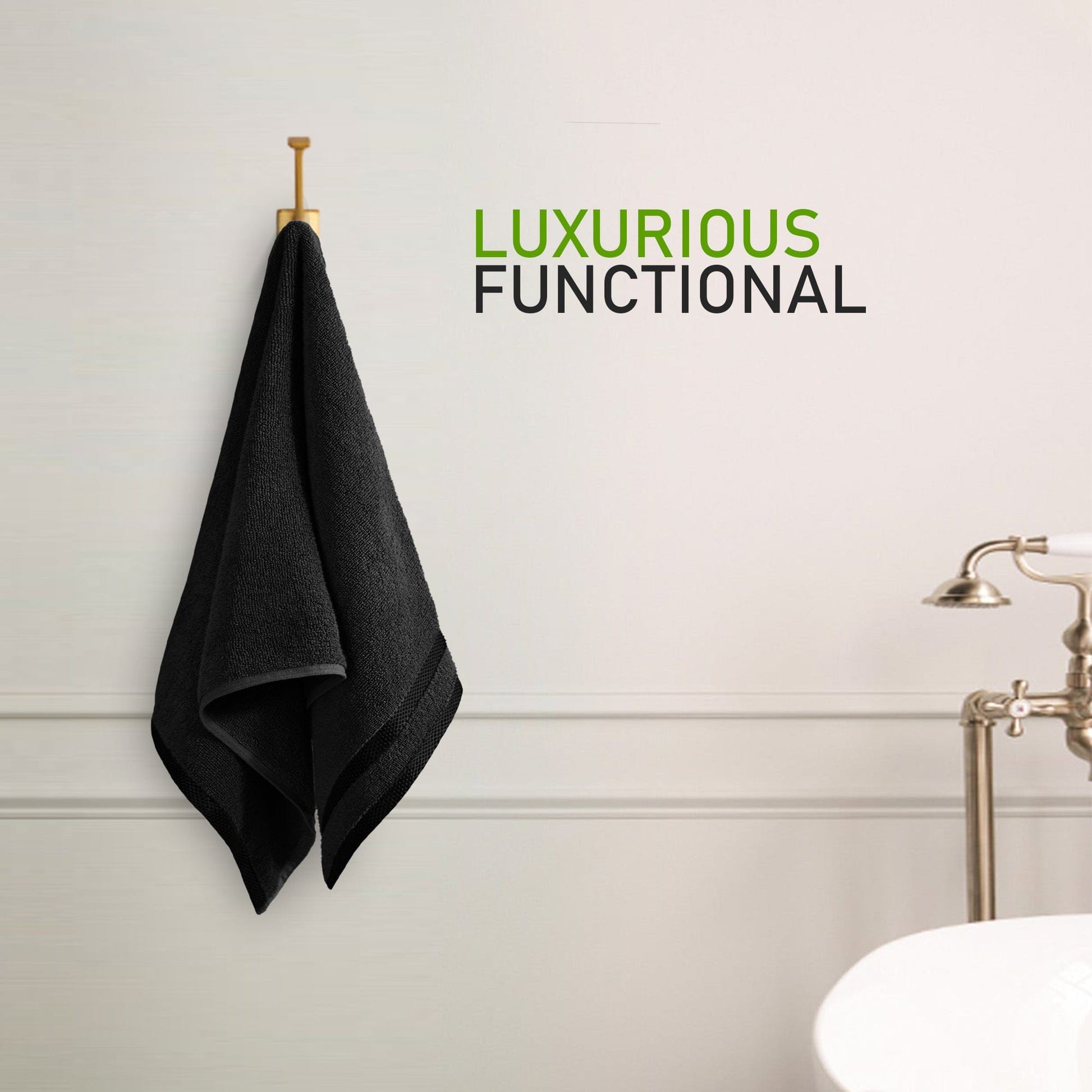 Belmont Viscose Stripe Black Towels 100% Cotton Hotel Quality Super Absorbent 10 Piece Bale Set 4 Hand Towel & 12 Face