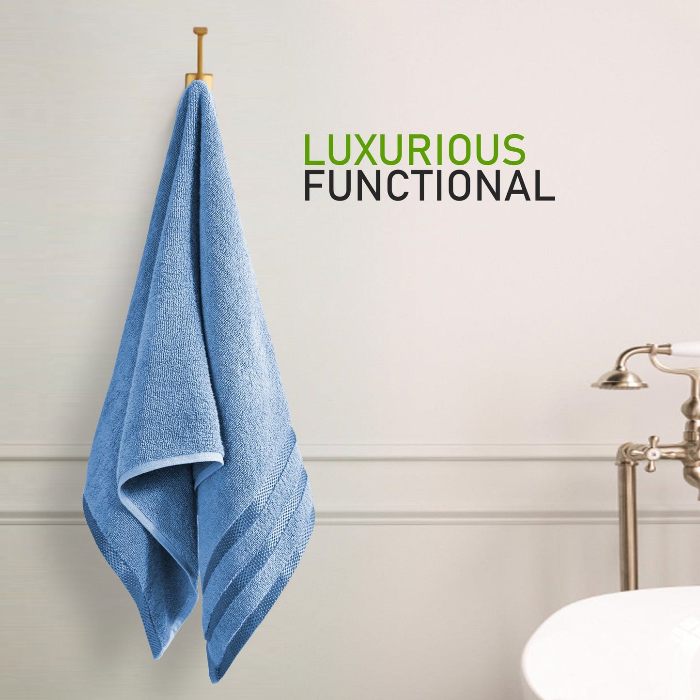 Belmont Viscose Stripe Blue Towels 100% Cotton Hotel Quality Super Absorbent 10 Piece Bale Set 4 Hand Towel & 12 Face