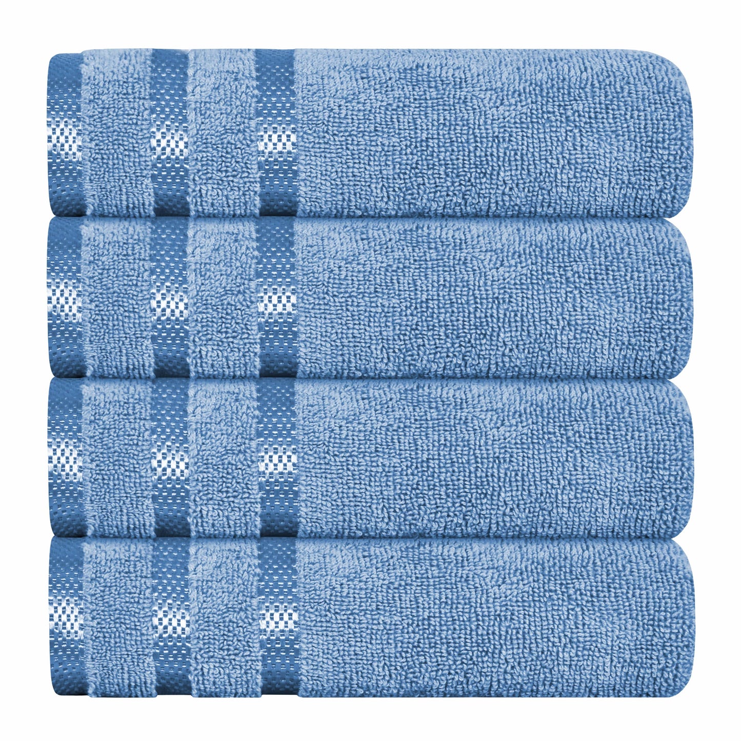Belmont Viscose Stripe Blue Towels 100% Cotton Hotel Quality Super Absorbent 10 Piece Bale Set 4 Hand Towel & 12 Face